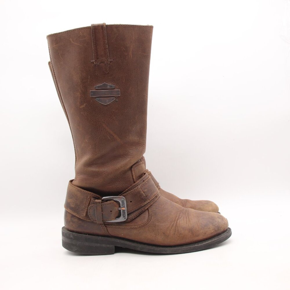 Harley-Davidson Women's Size US 9.5 Motorcycle Boots Brown Zip Leather 85518